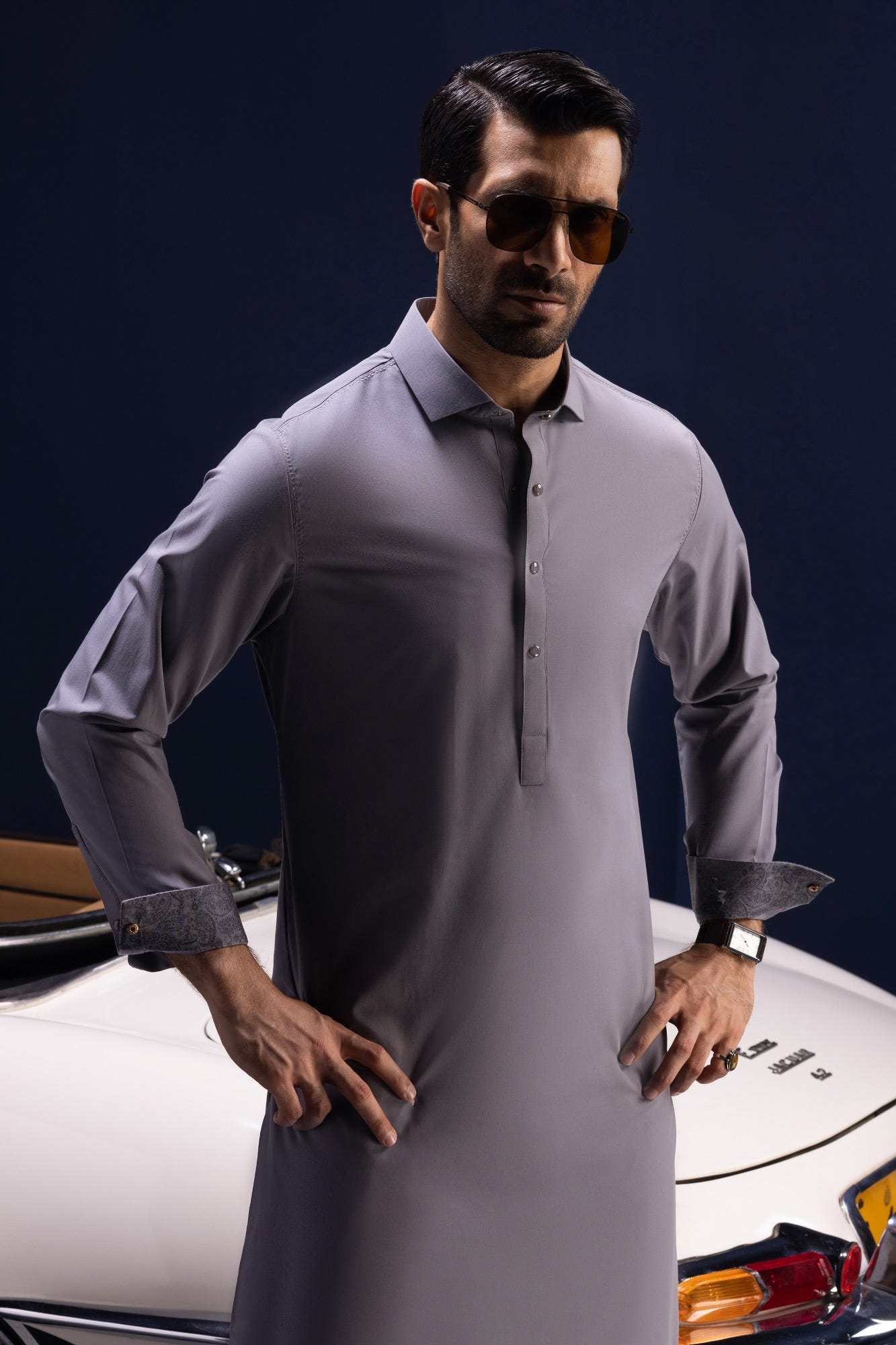 CYPRUS - GREY COTTON KURTA TROUSER