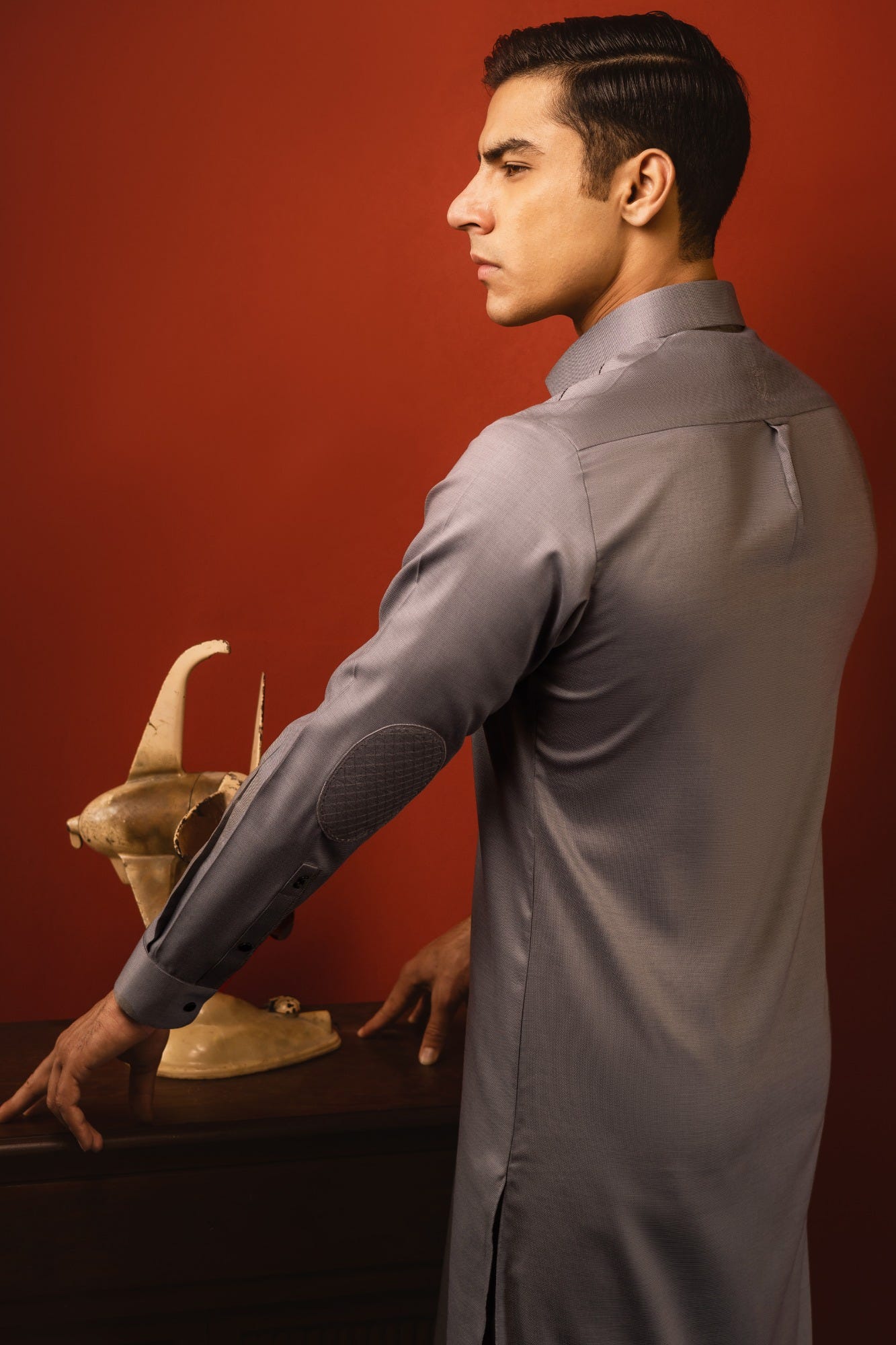 HOLLAND - GREY COTTON KURTA TROUSER