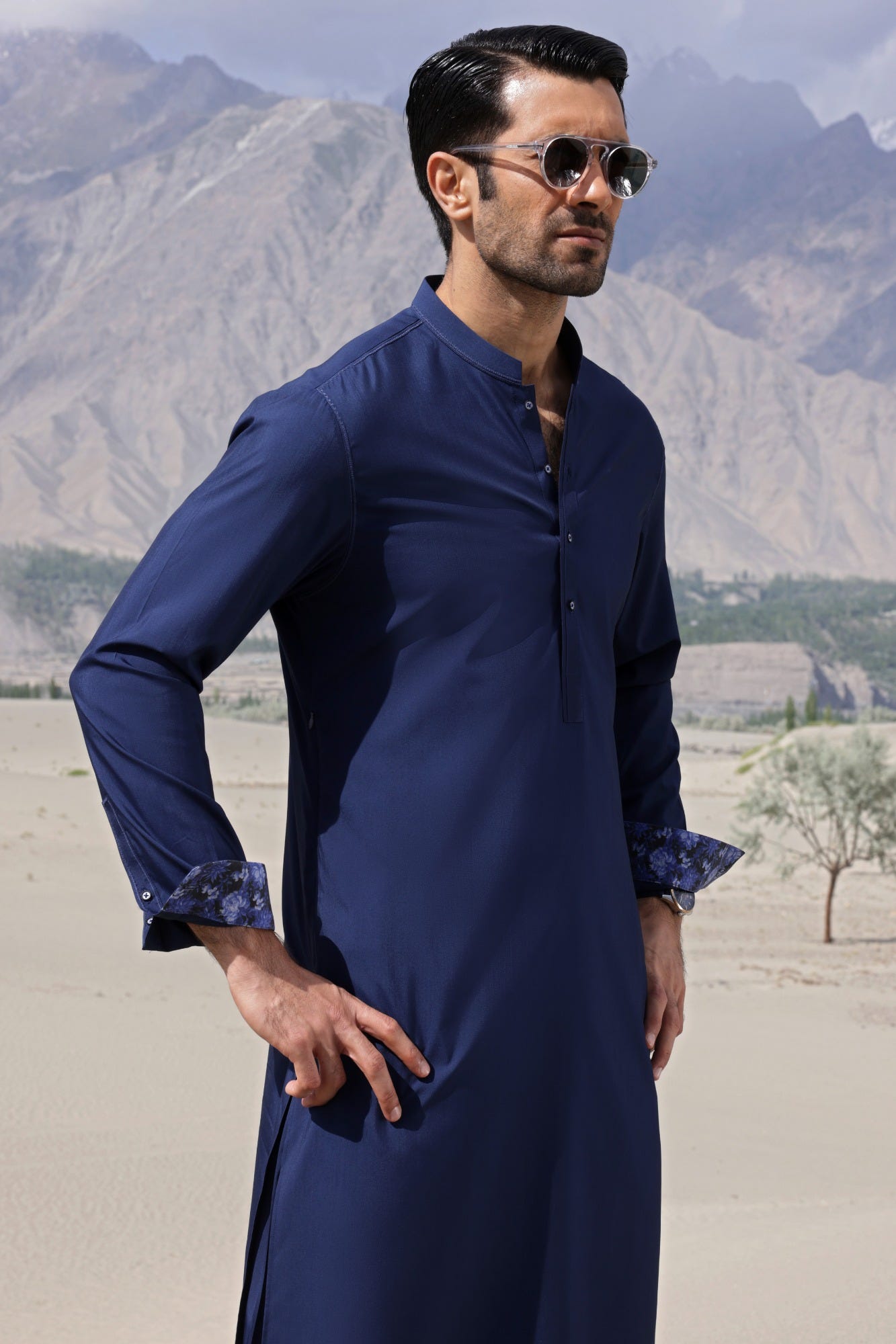 HUNGARY - NAVY BLENDED KAMEEZ SHALWAR
