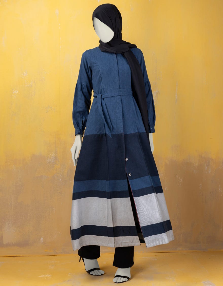 Blue Khaddi Abaya | Jjab-A-Jab-24-001