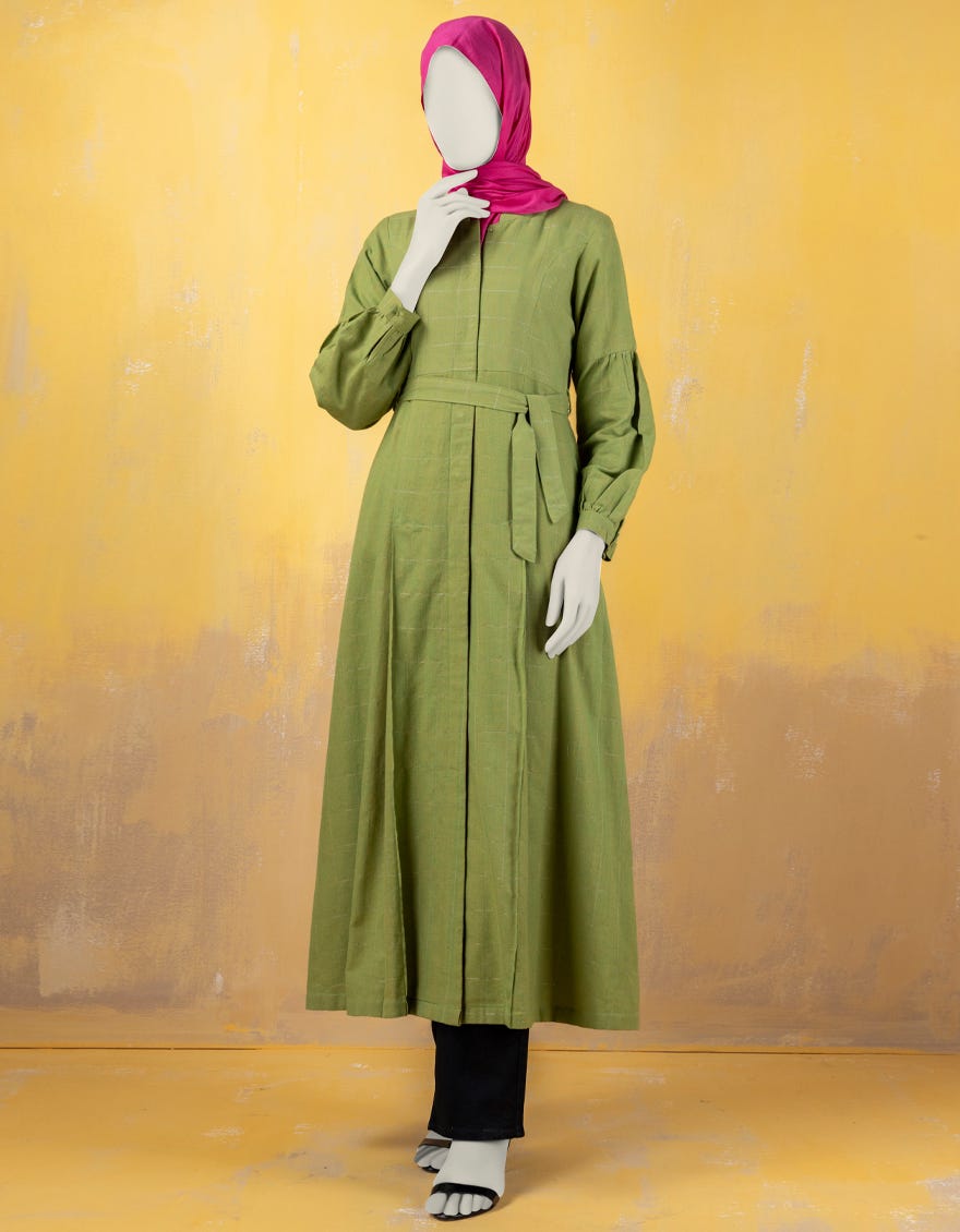 Green Khaddi Abaya | Jjab-A-Jab-24-002