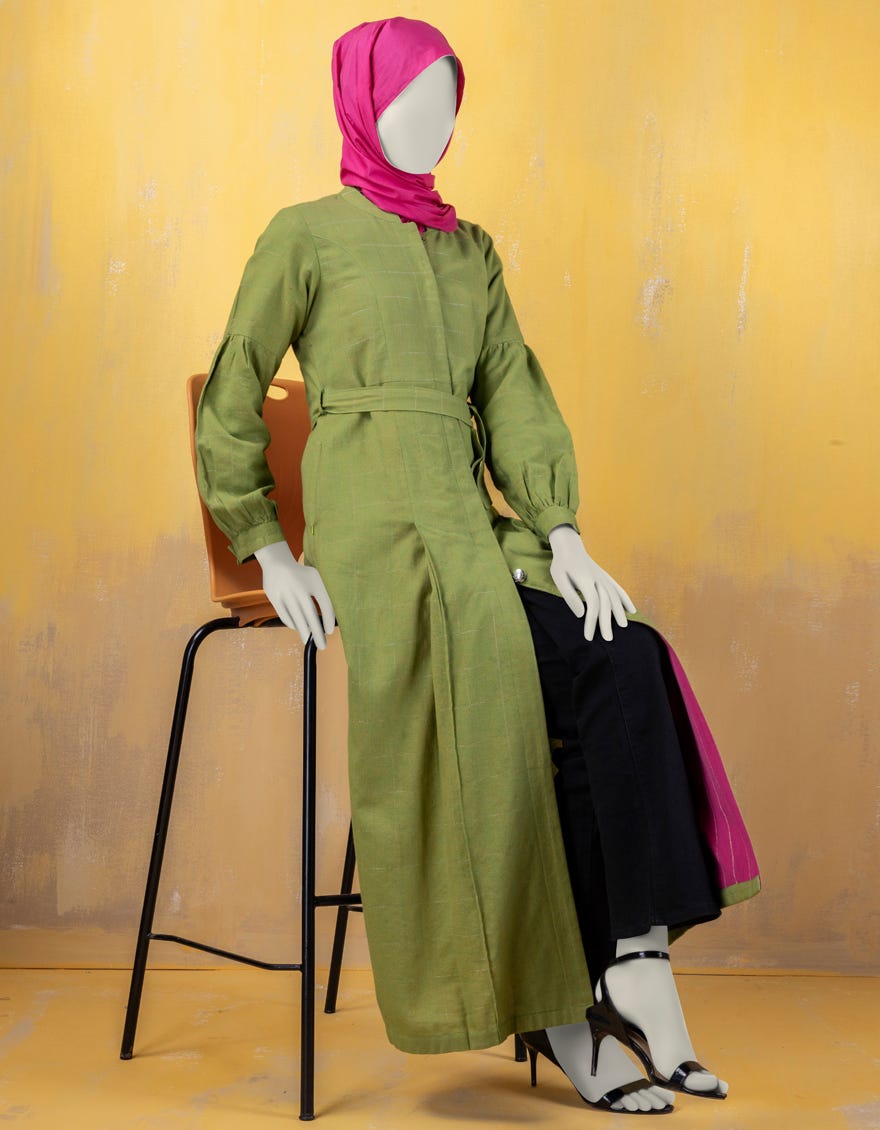 Green Khaddi Abaya | Jjab-A-Jab-24-002
