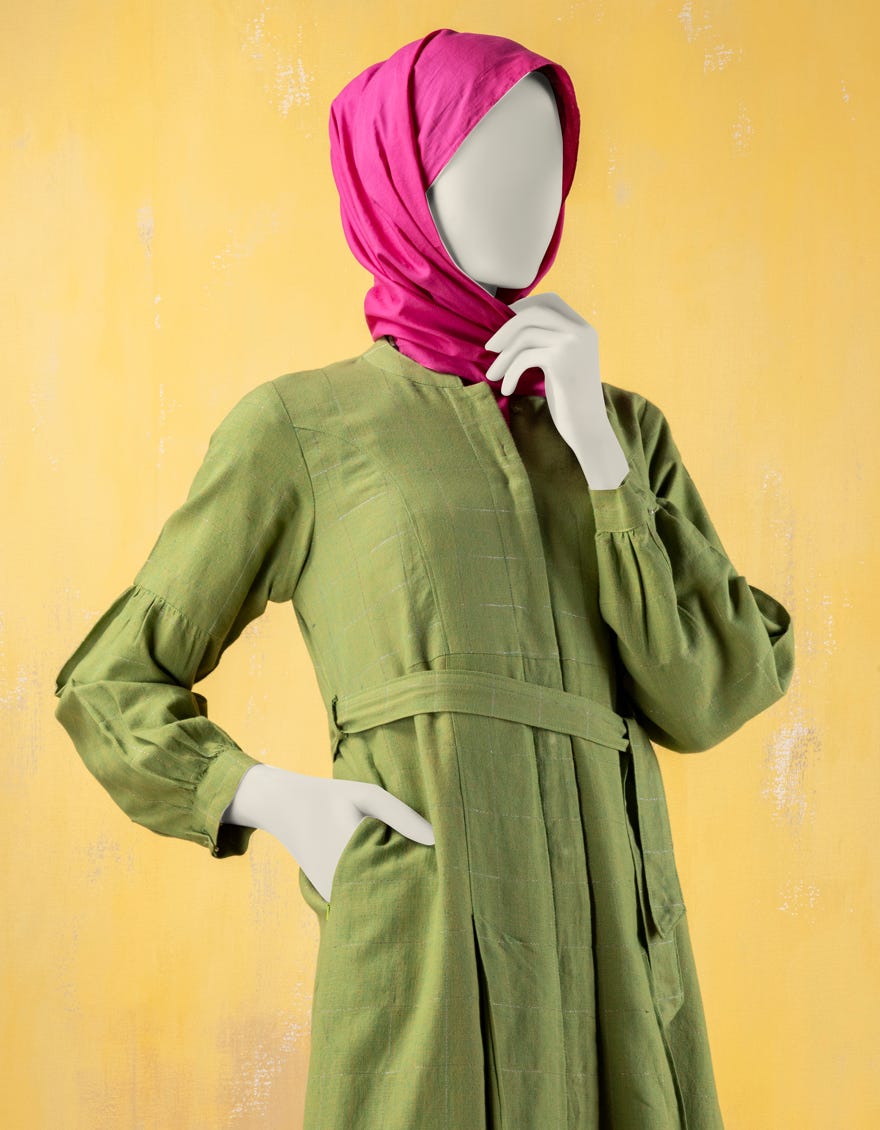 Green Khaddi Abaya | Jjab-A-Jab-24-002