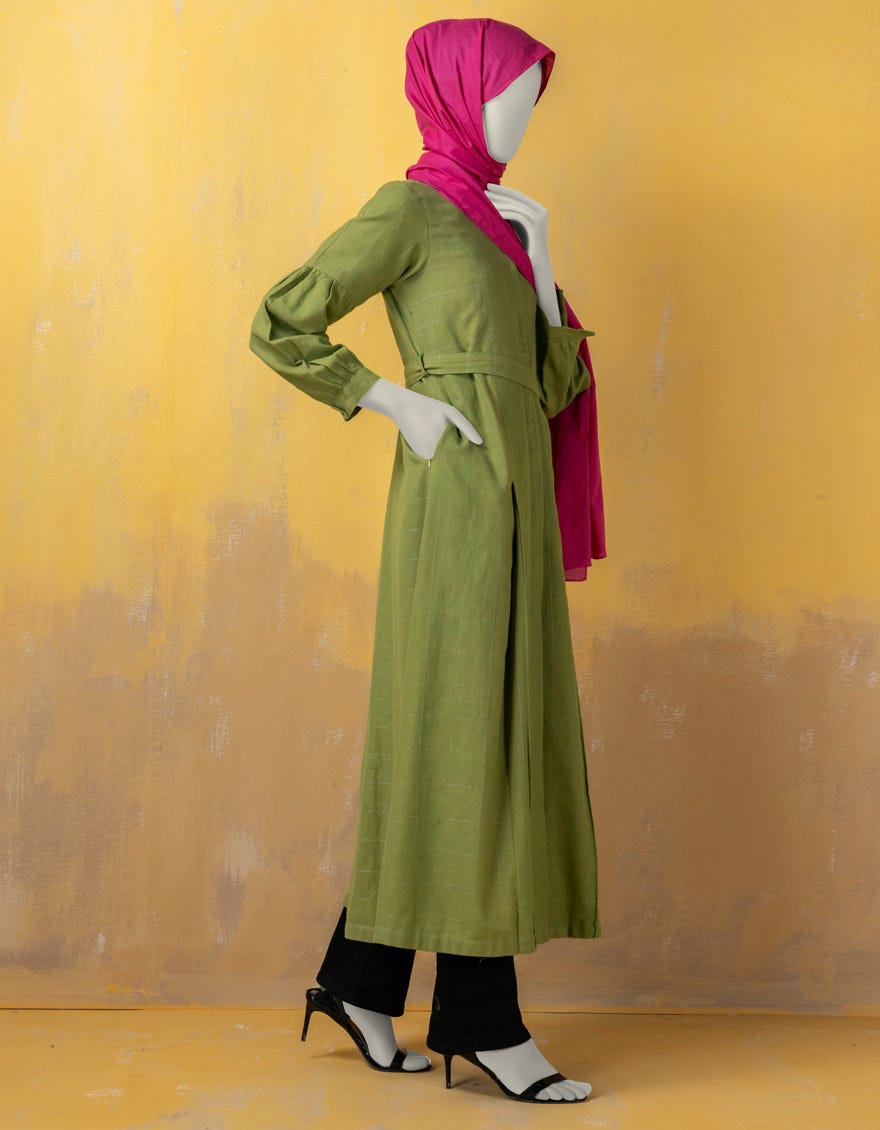 Green Khaddi Abaya | Jjab-A-Jab-24-002