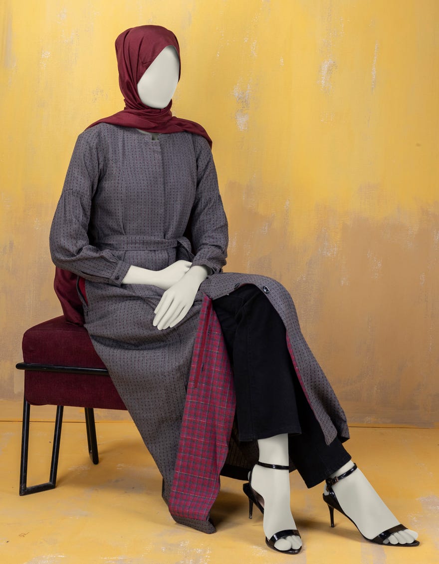 Grey Khaddi Abaya | Jjab-A-Jab-24-003