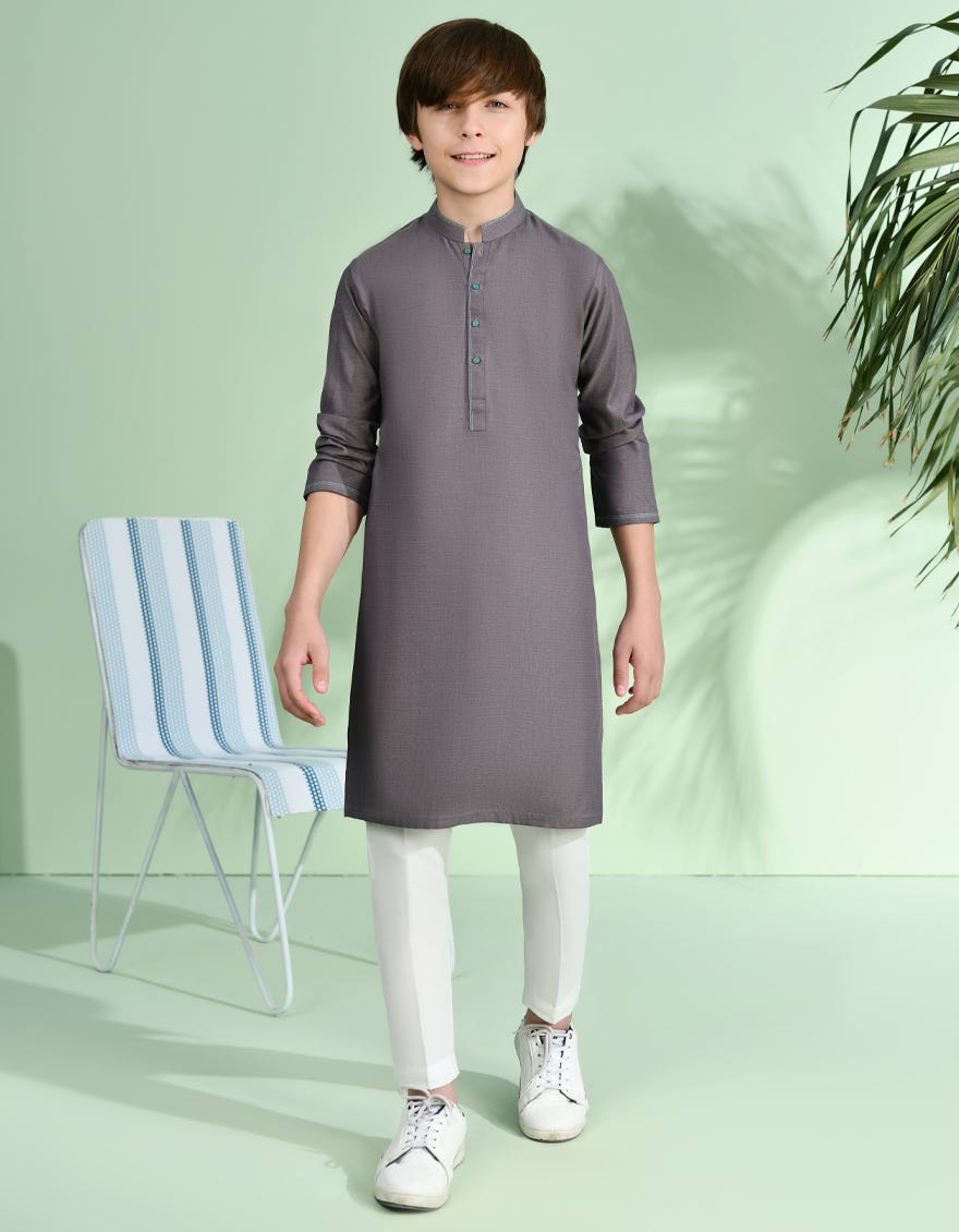 Light Purple Cotton Kid's Kurta | Jck-A-46234