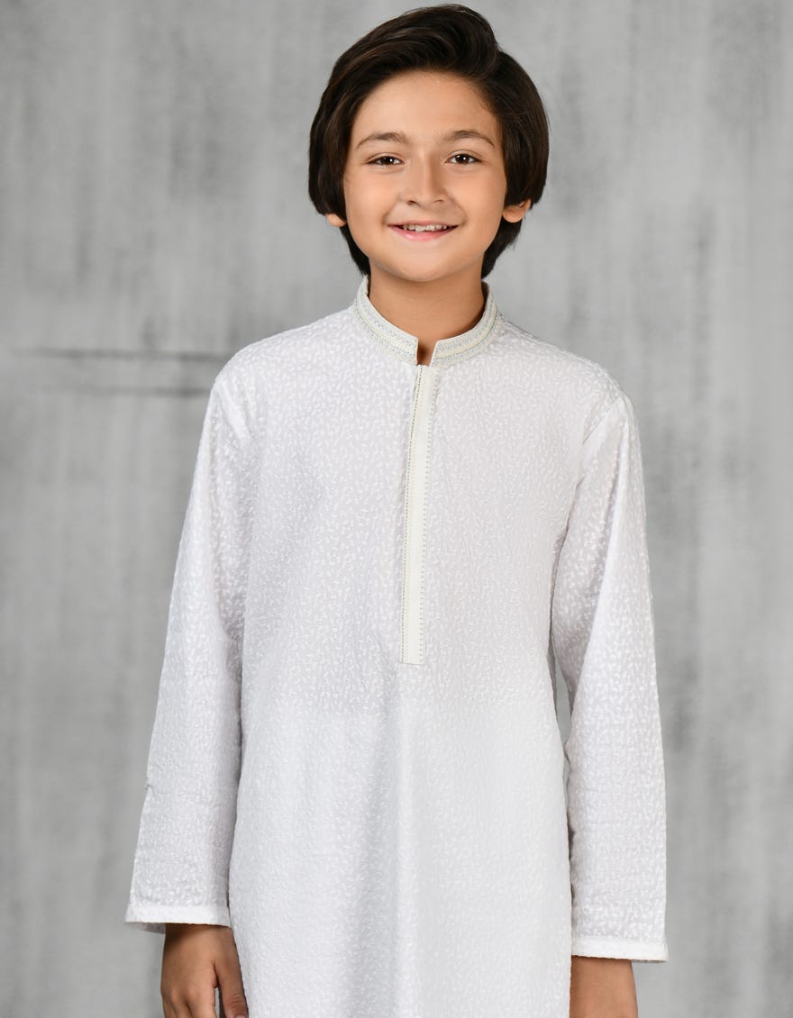 Off White Cotton Kid's Kurta | Jck-A-47178