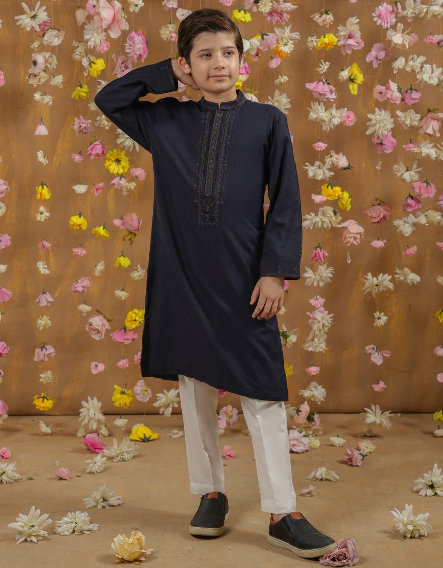 MIDNIGHT BLUE BLENDED KURTA | JCK-SP-A-48132