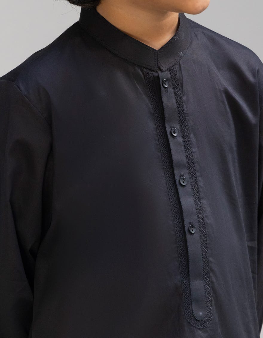 BLACK COTTON KURTA | JCK-S-90486