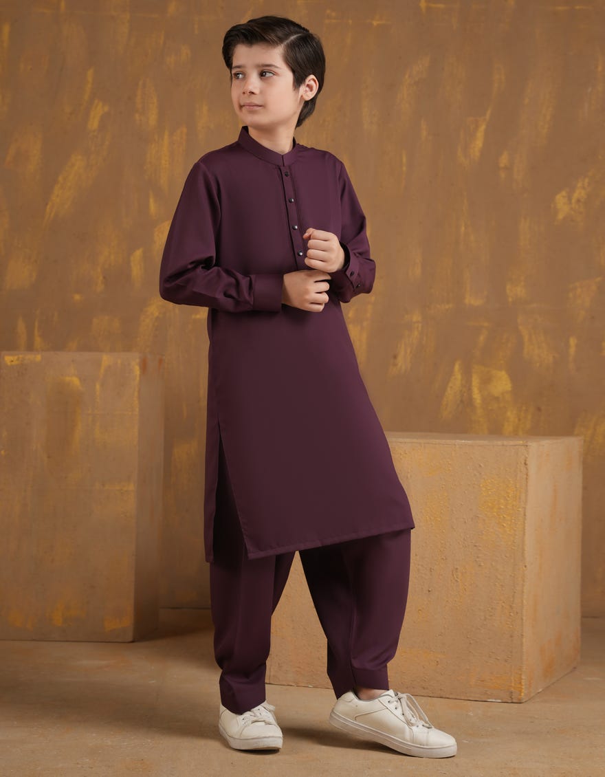 MAROON BLENDED KAMEEZ SHALWAR | JCKS-A-90502