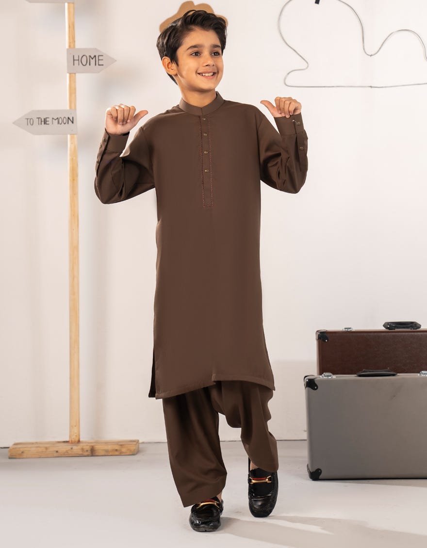 BROWN BLENDED KAMEEZ SHALWAR