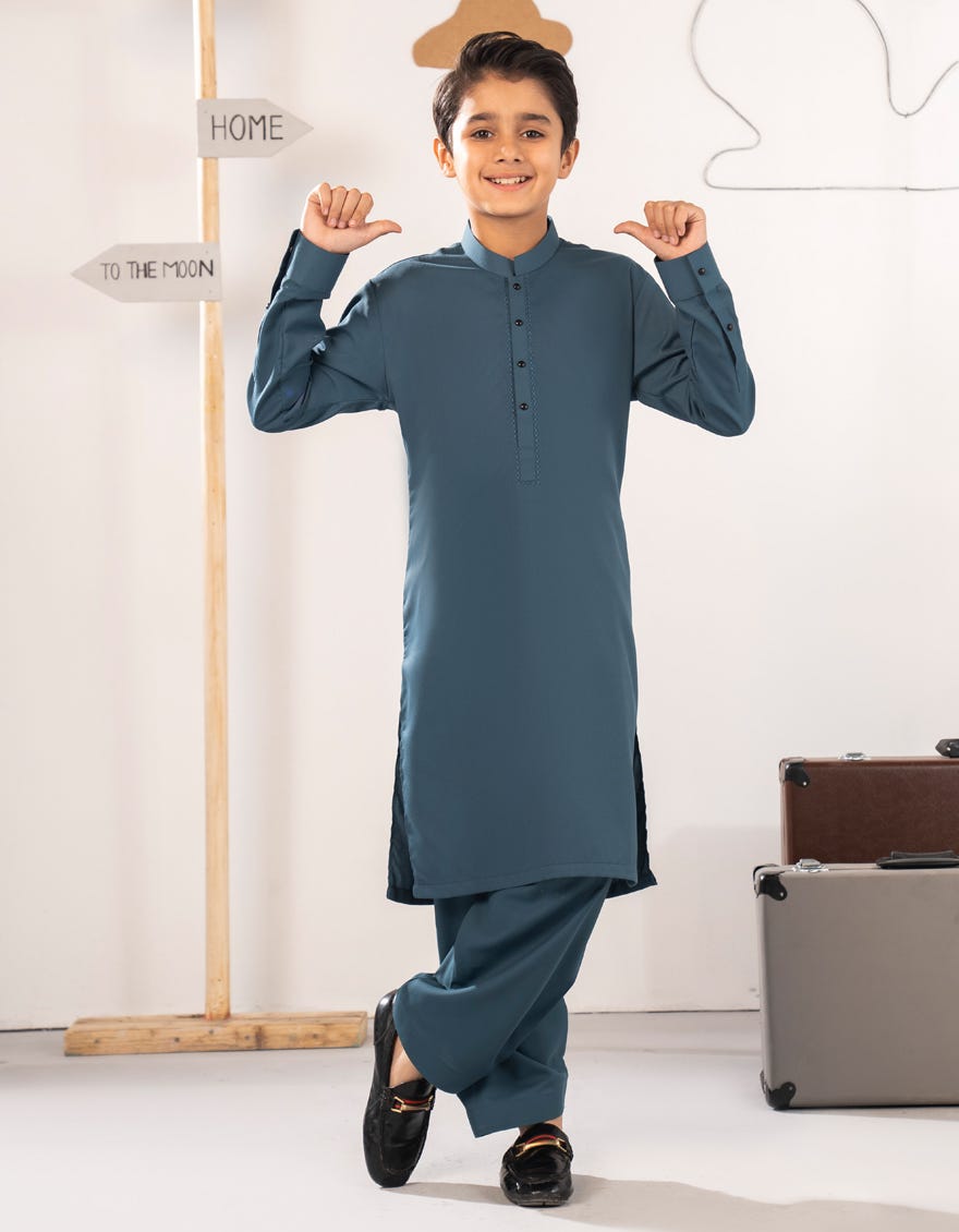 TEAL BLENDED KAMEEZ SHALWAR