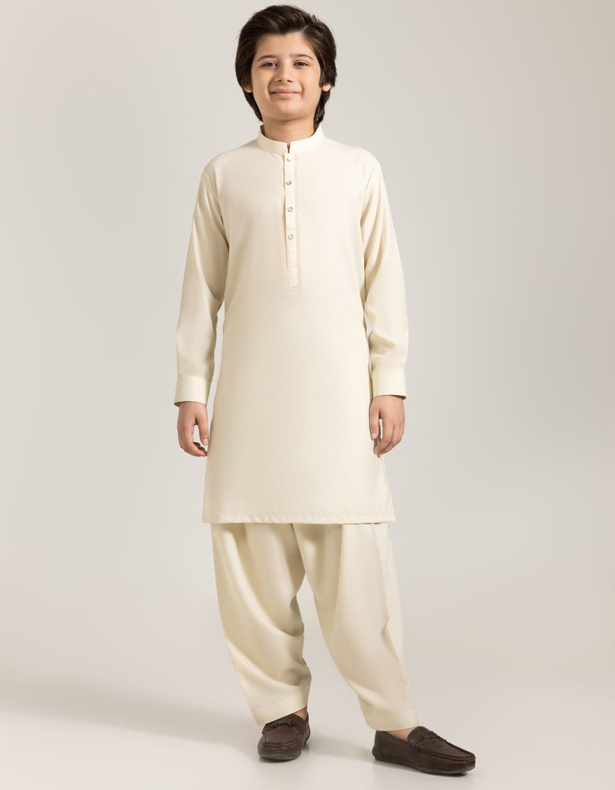 CREAM BLENDED KAMEEZ SHALWAR