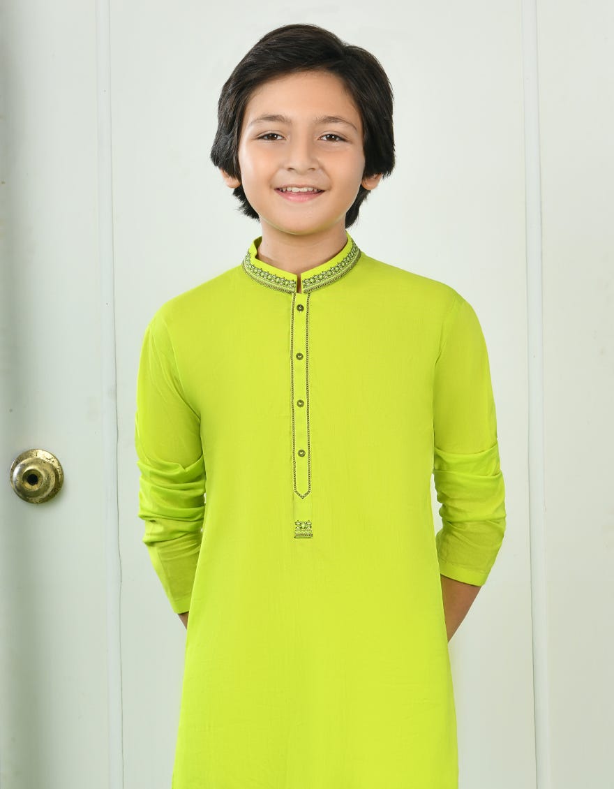 LIME GREEN COTTON SPECIAL KURTA