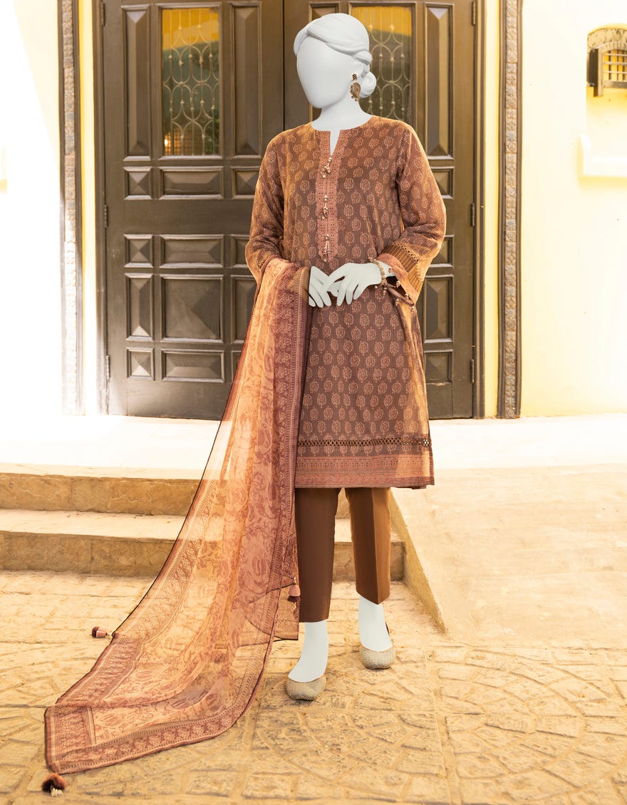 Brown Lawn Unstitched 2 Piece Dress | Jlawn-S-Jds-23-1116