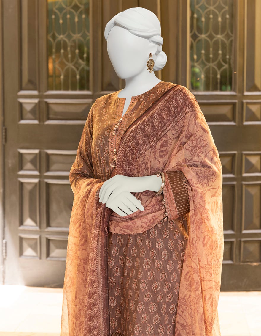 Brown Lawn Unstitched 2 Piece Dress | Jlawn-S-Jds-23-1116
