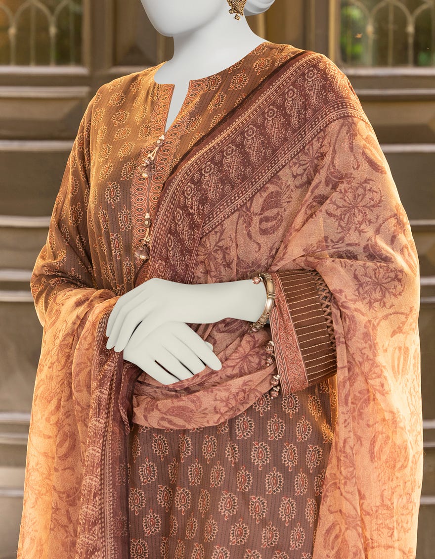 Brown Lawn Unstitched 2 Piece Dress | Jlawn-S-Jds-23-1116