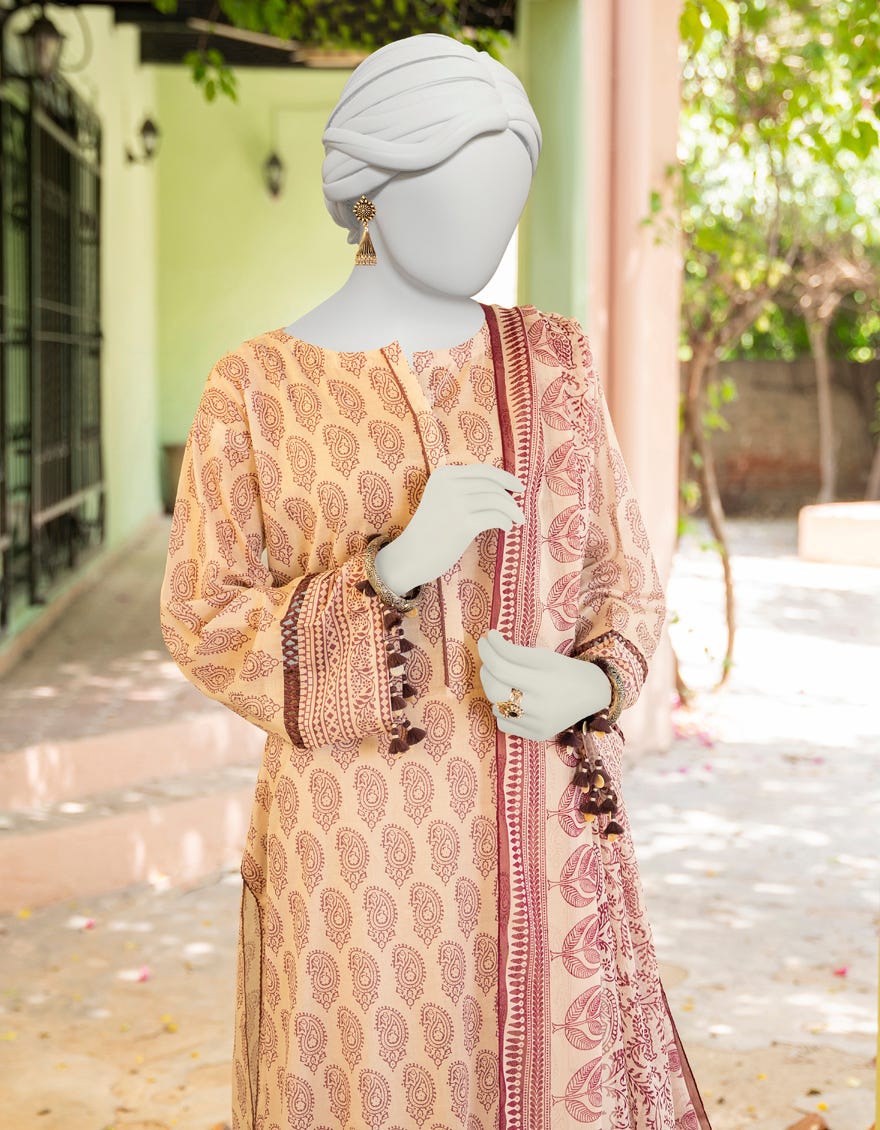 Brown Lawn Unstitched 2 Piece Dress | Jlawn-S-Jds-23-1117