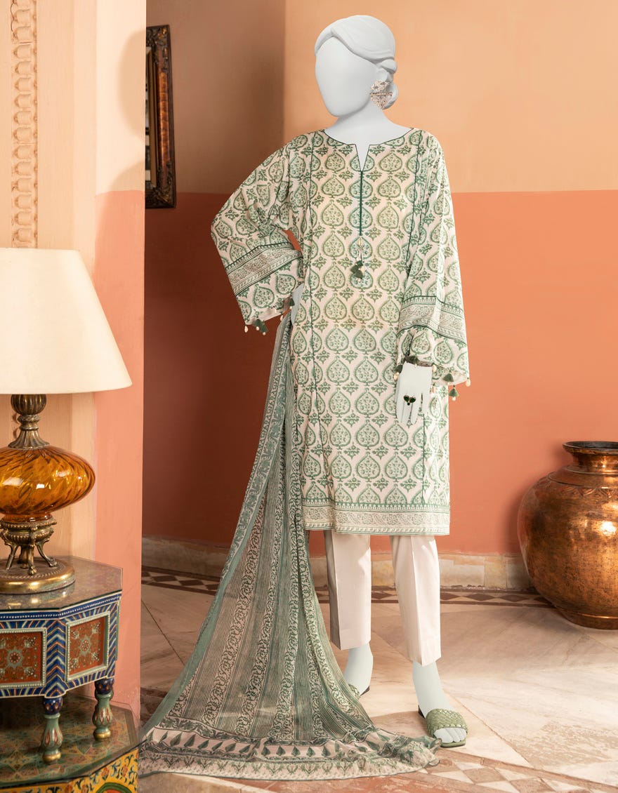 Green Lawn Unstitched 2 Piece Dress | Jlawn-S-Jds-23-1118