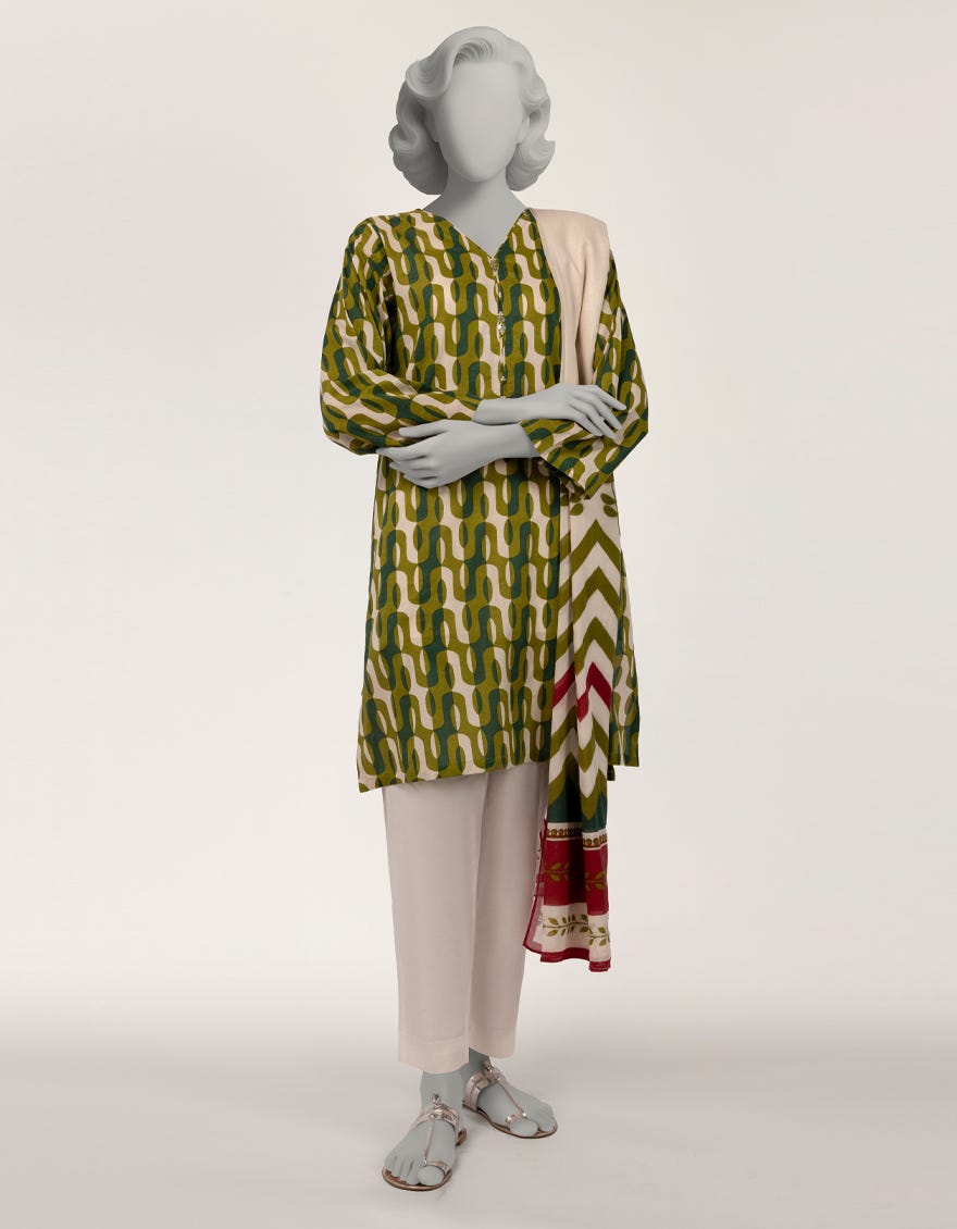 GREEN LAWN PRINTED 2PC STITCHED