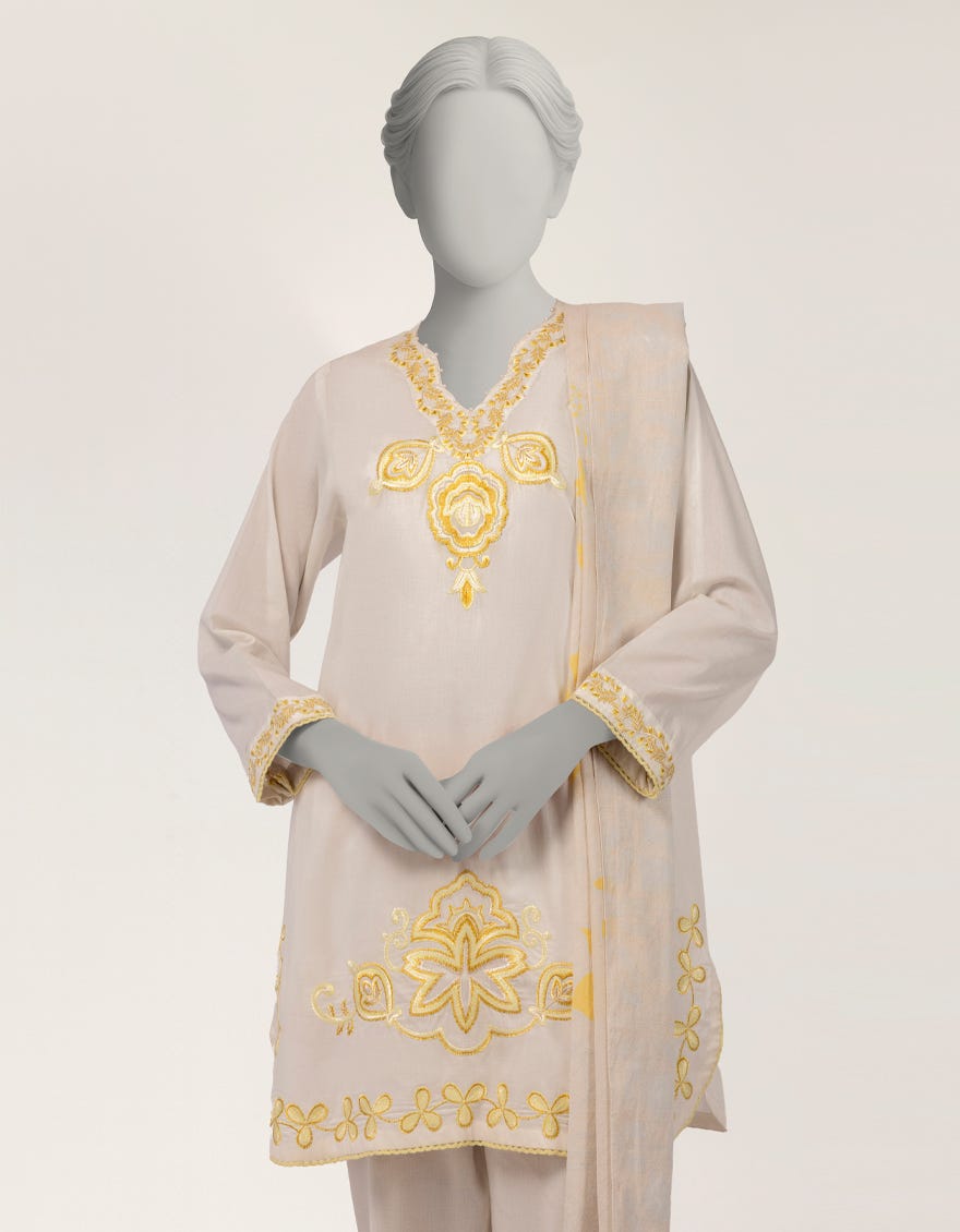 OFF WHITE LAWN EMBROIDERED 2PC STITCHED