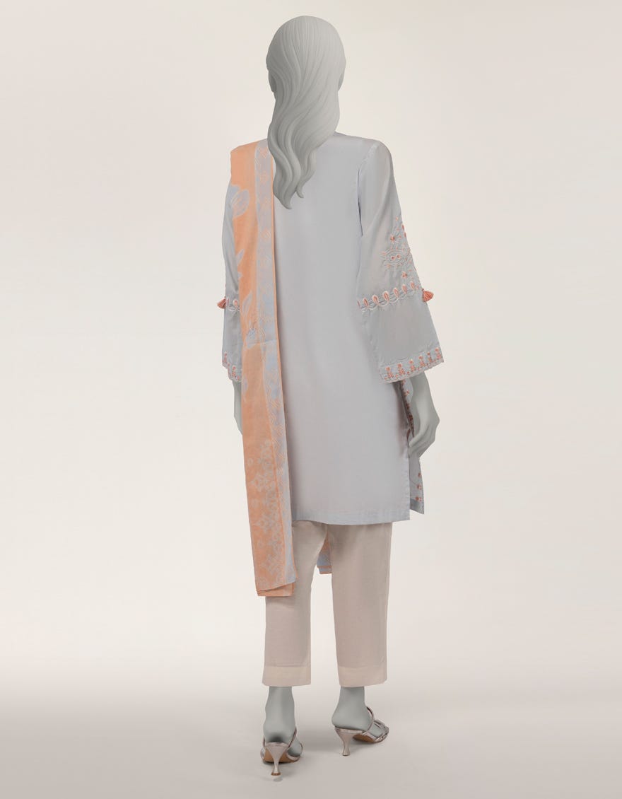 BLUE LAWN EMBROIDERED 2PC STITCHED