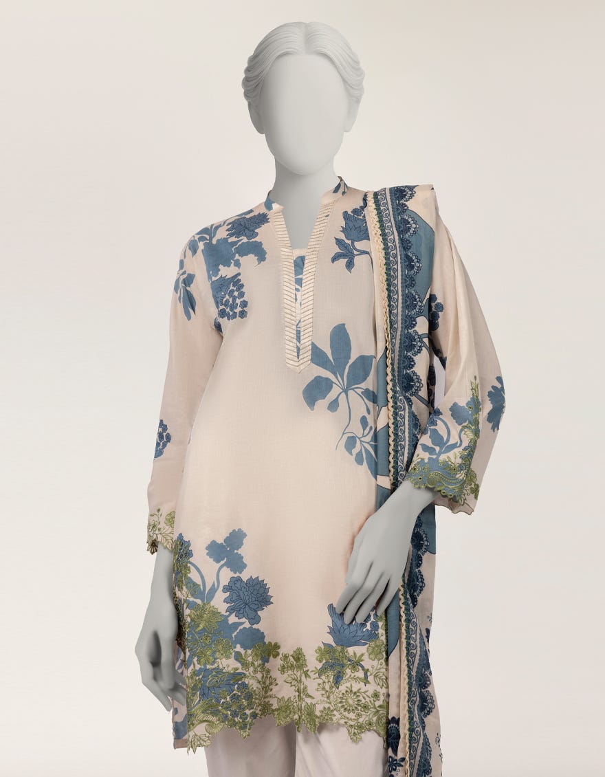 OFF WHITE LAWN EMBROIDERED 2PC STITCHED