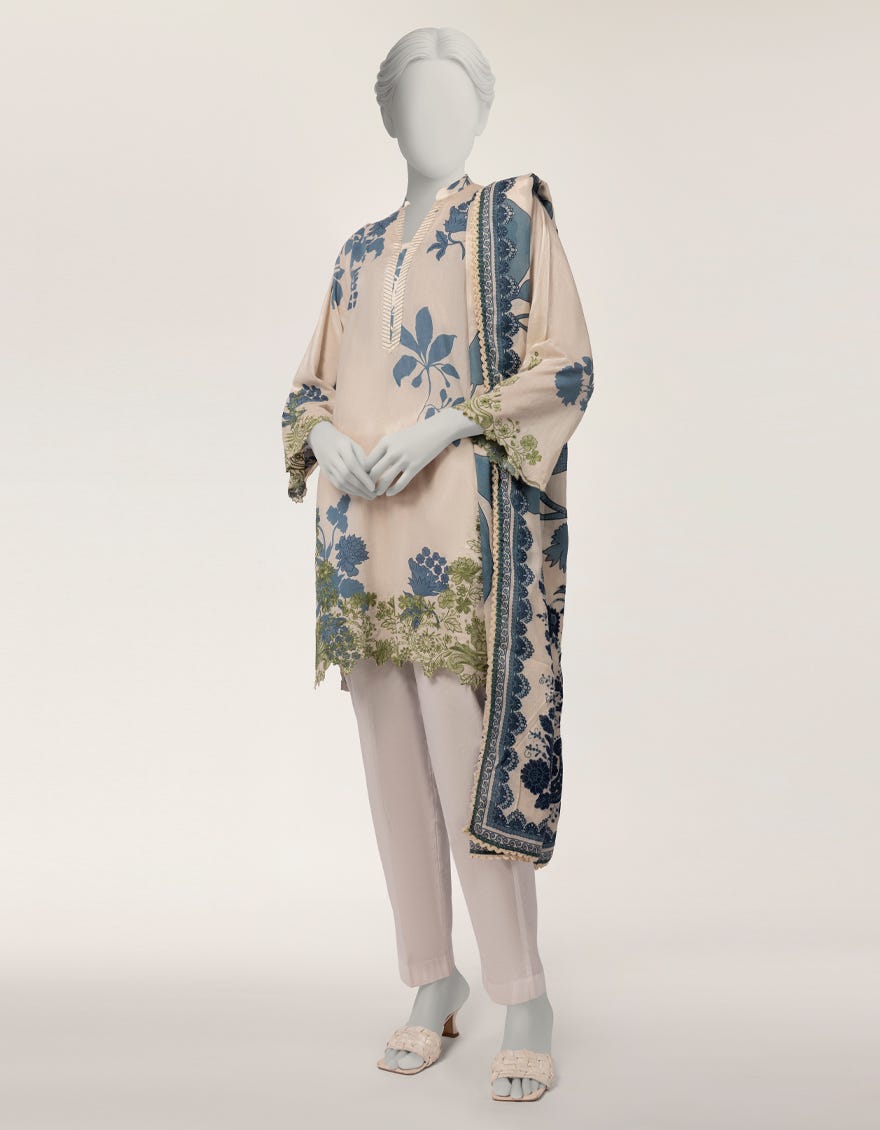 OFF WHITE LAWN EMBROIDERED 2PC STITCHED