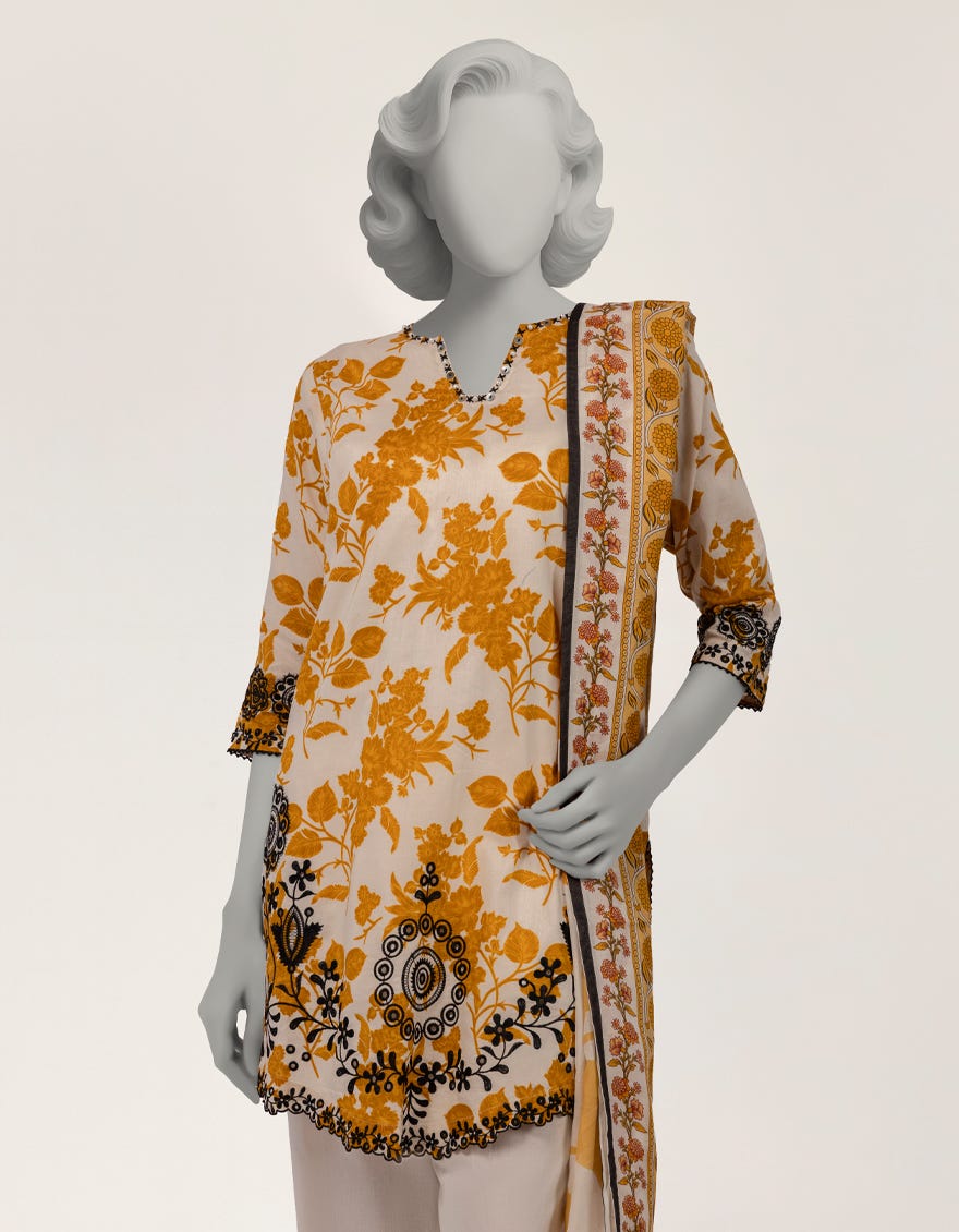 OFF WHITE LAWN EMBROIDERED 2PC STITCHED