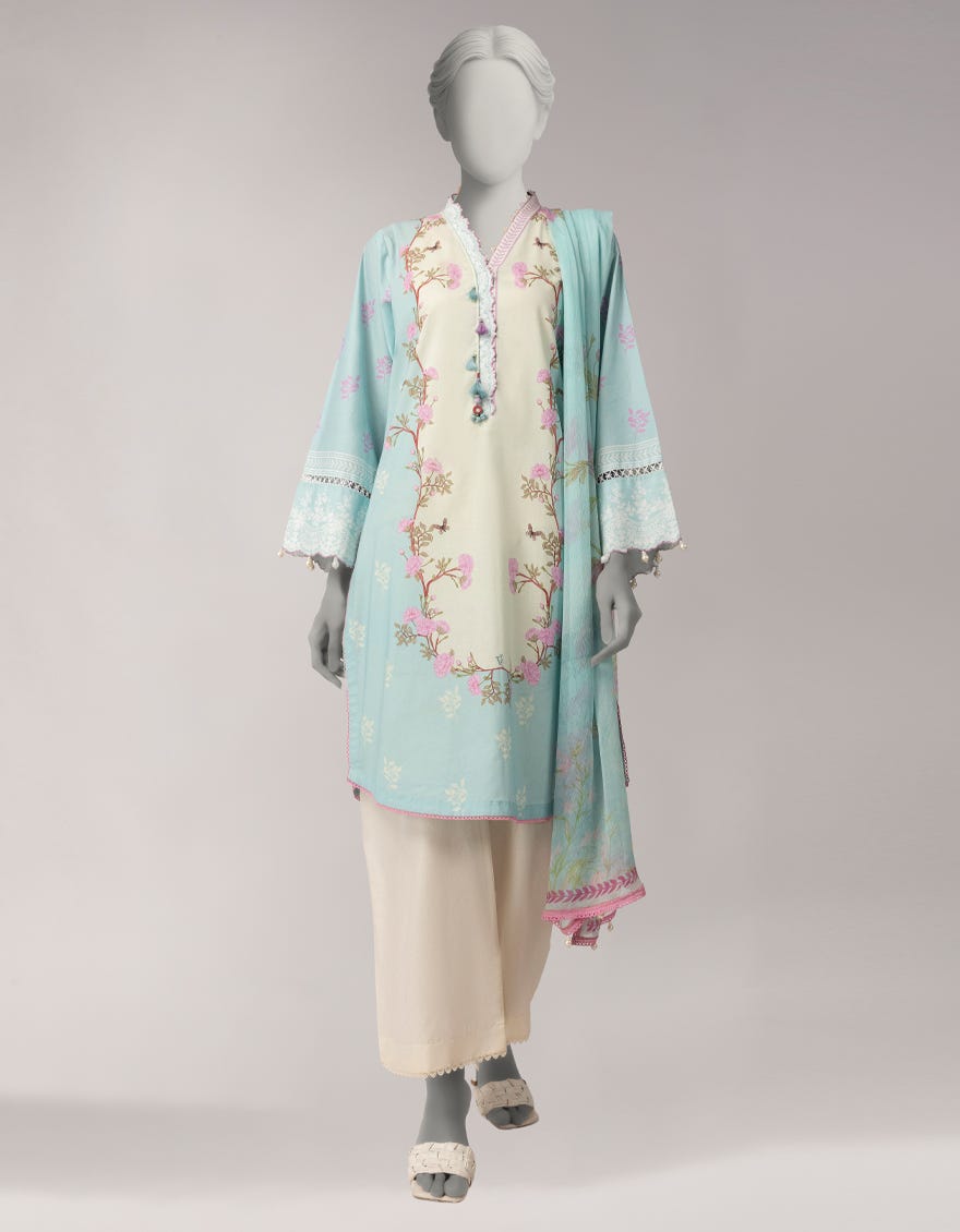 BLUE LAWN DIGITAL PRINTED 2PC UNSTITCHED