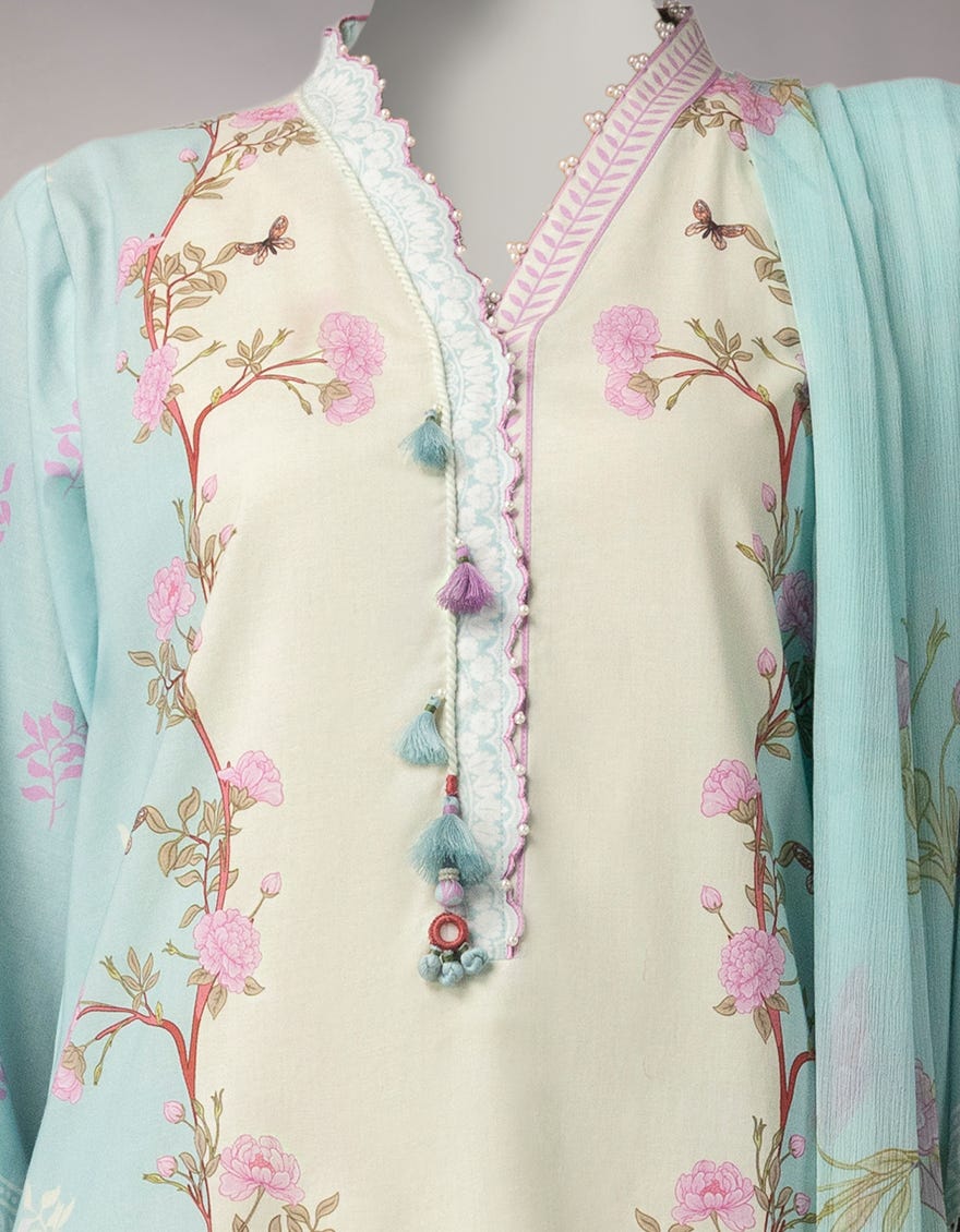 BLUE LAWN DIGITAL PRINTED 2PC UNSTITCHED