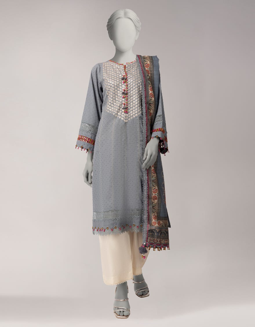 GREY DORIA EMBROIDERED UNSTITCHED 2PC