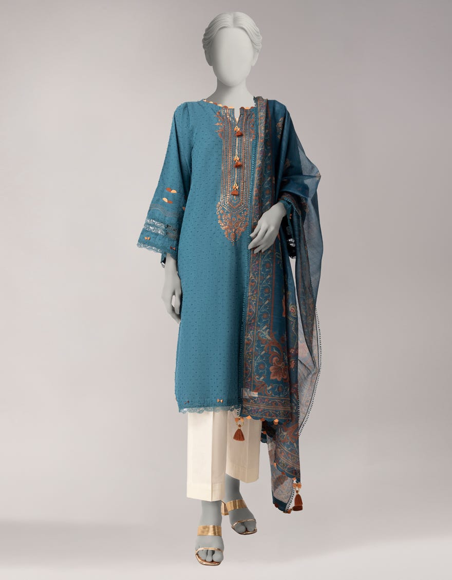 TEAL DORIA EMBROIDERED UNSTITCHED 2PC