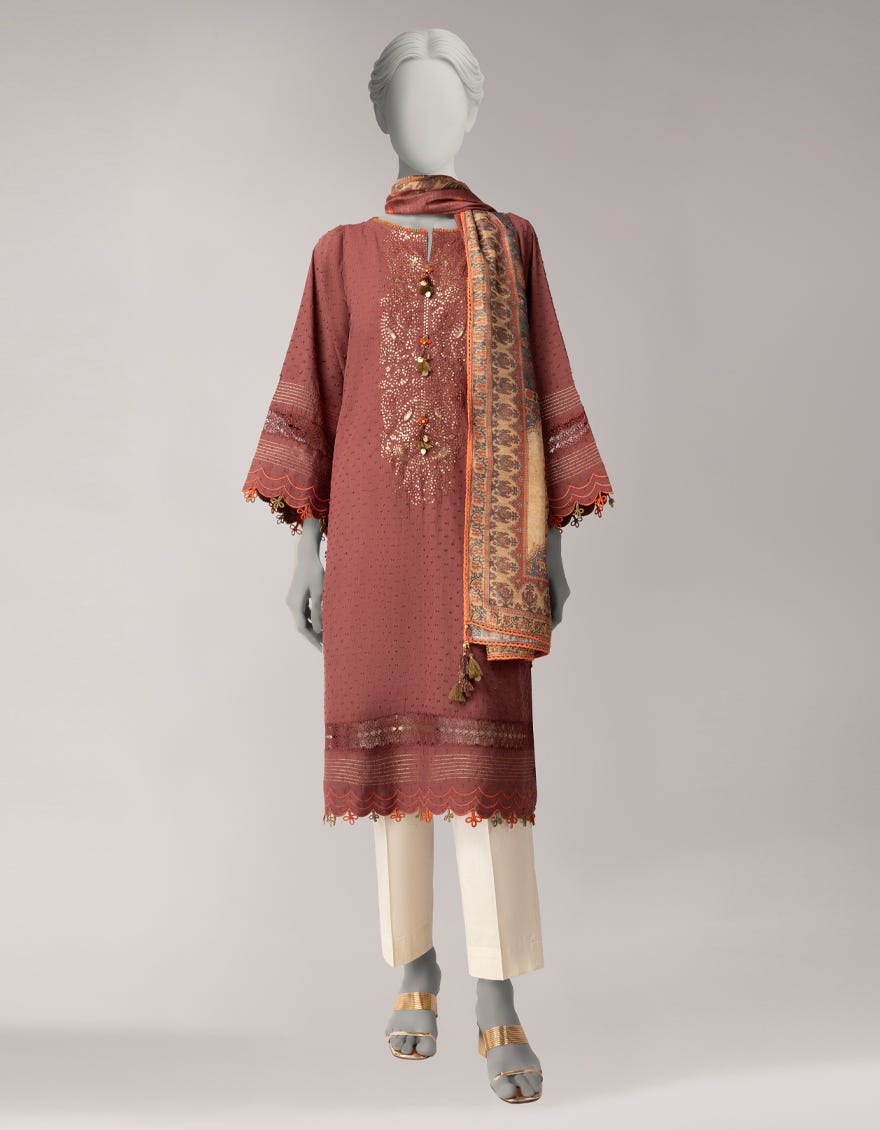 BROWN DORIA EMBROIDERED UNSTITCHED 2PC