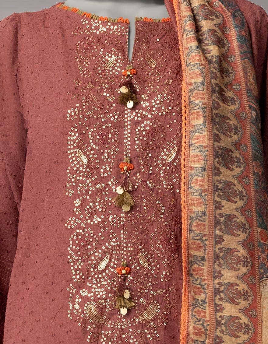 BROWN DORIA EMBROIDERED UNSTITCHED 2PC