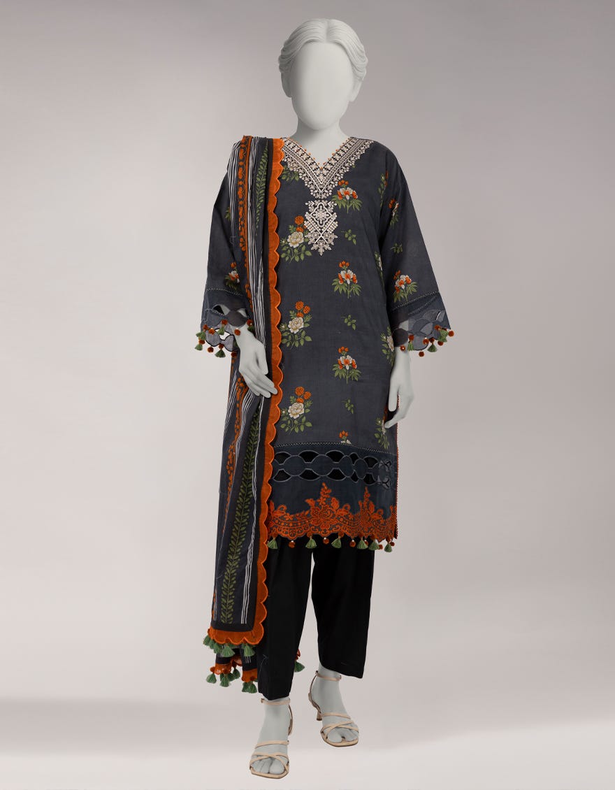 MULTICOLOR LAWN EMBROIDERED WOMEN UNSTITCHED 2PC