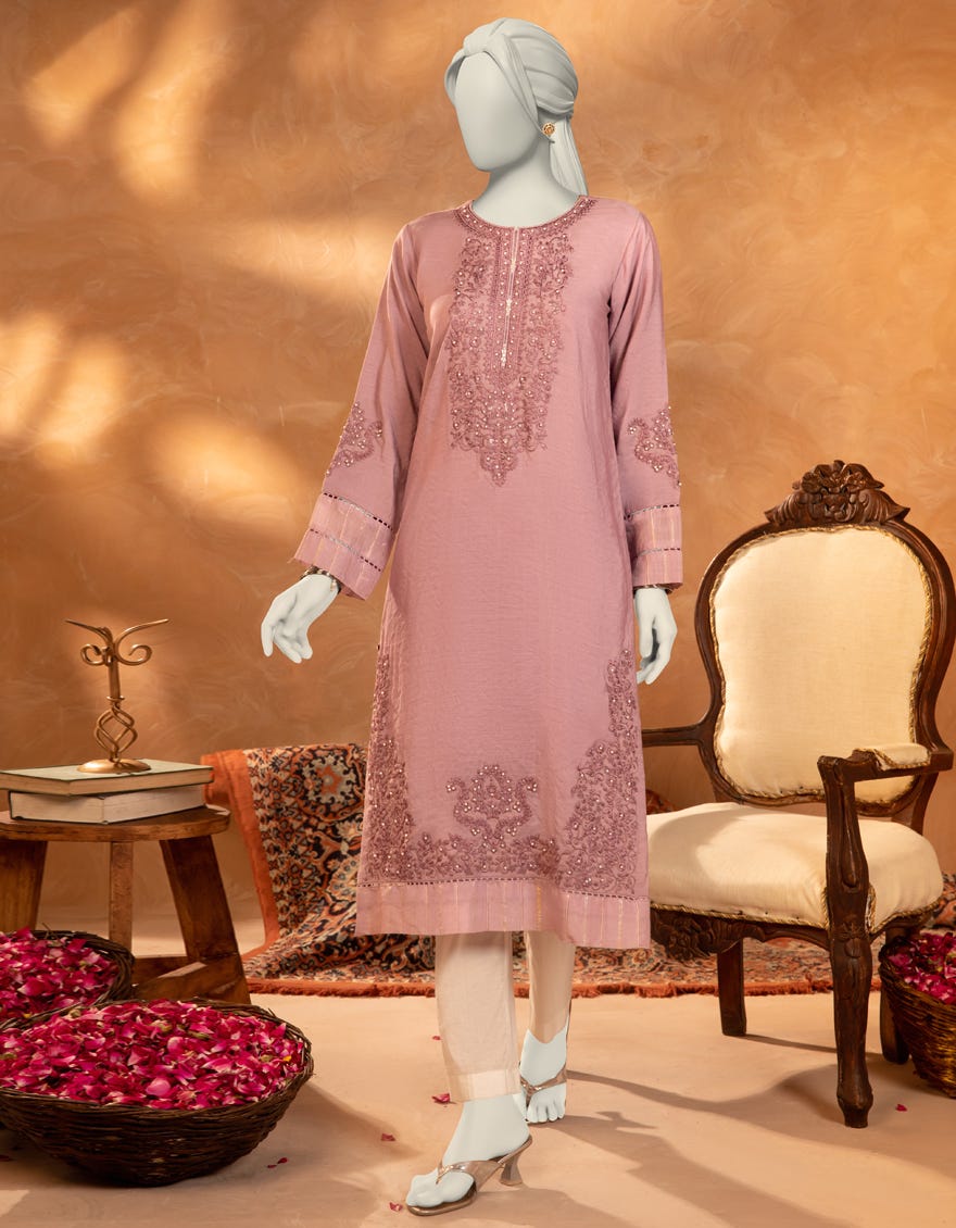 LILAC PAPER COTTON EMBROIDERED KURTI