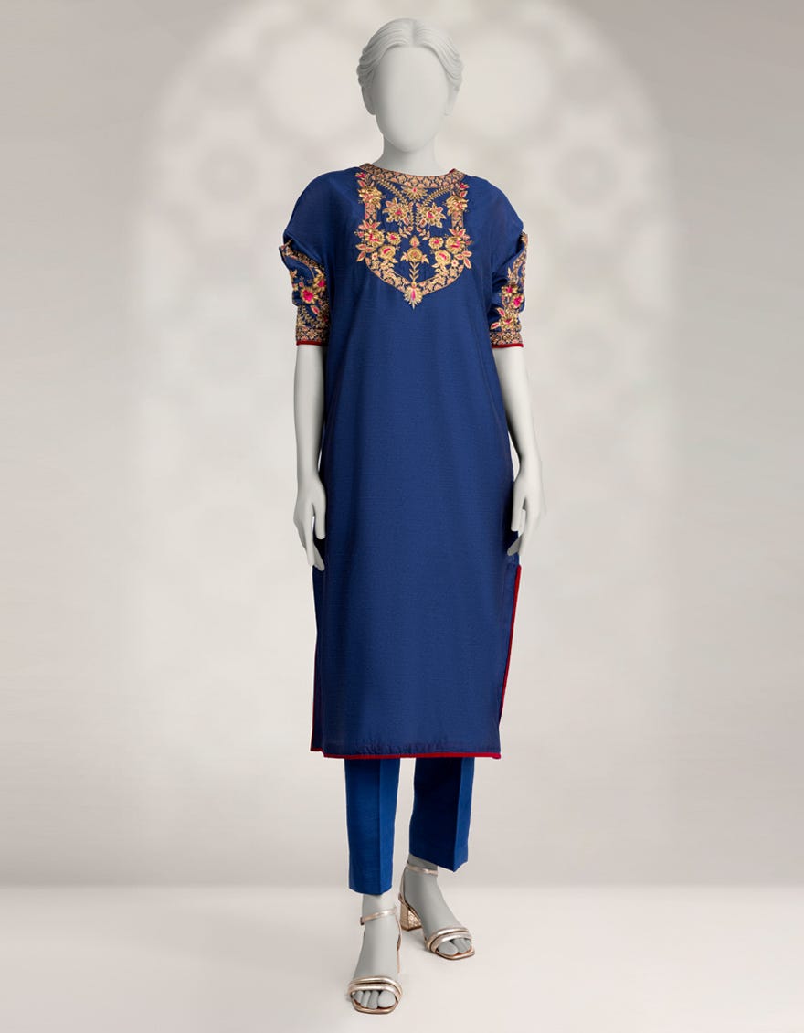 blue-cotton-net-embroidered-kurti-jfs25224s