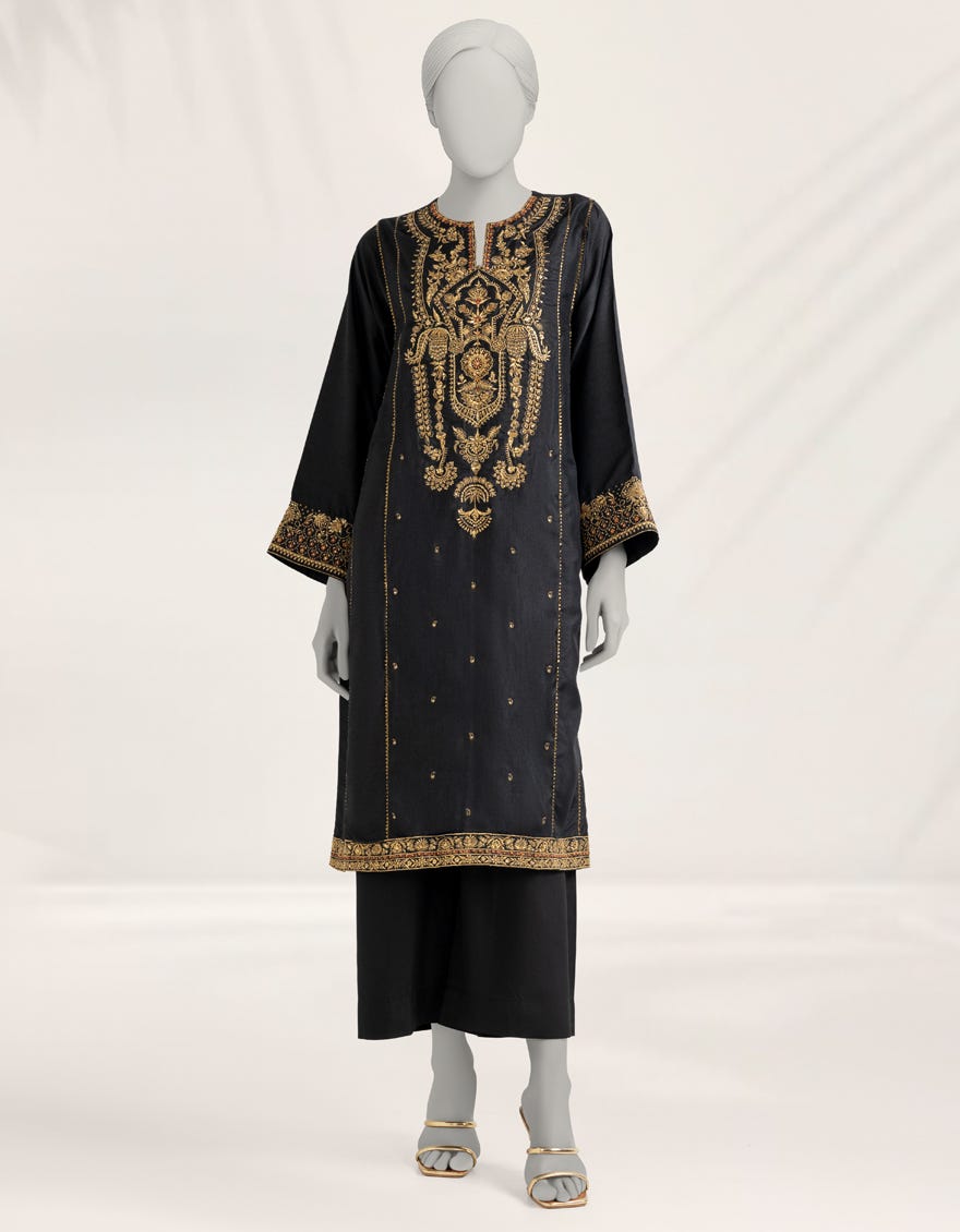 black-embroidered-raw-silk-kurti-jfs25233s
