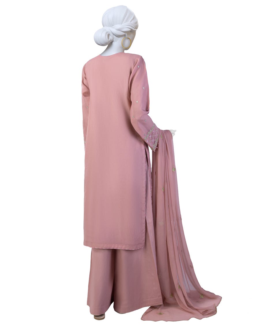 Pink Organza Unstitched 3 Piece Dress | Jjls-S-Jfu-24-701