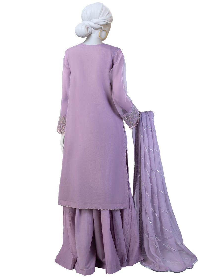 Lilac Organza Unstitched 3 Piece Dress | Jjls-S-Jfu-24-702