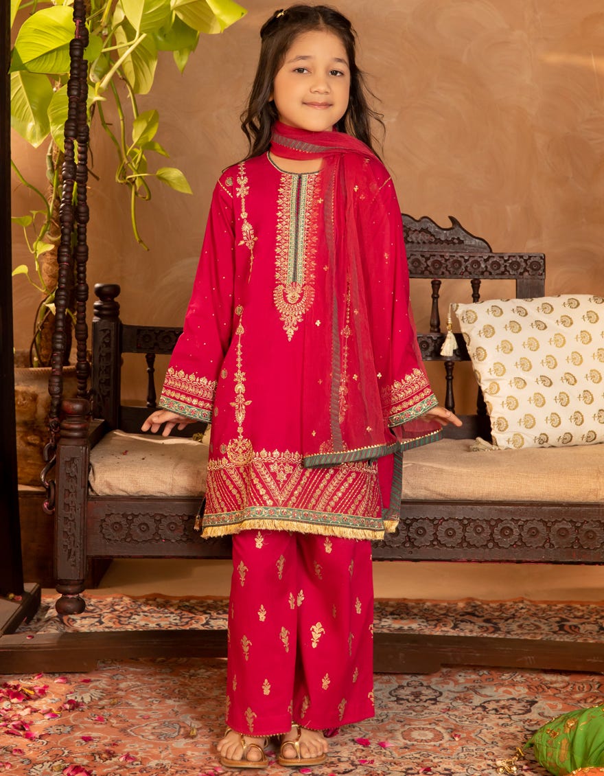 PINK COTTON SILK EMBROIDERED 3PC STITCHED