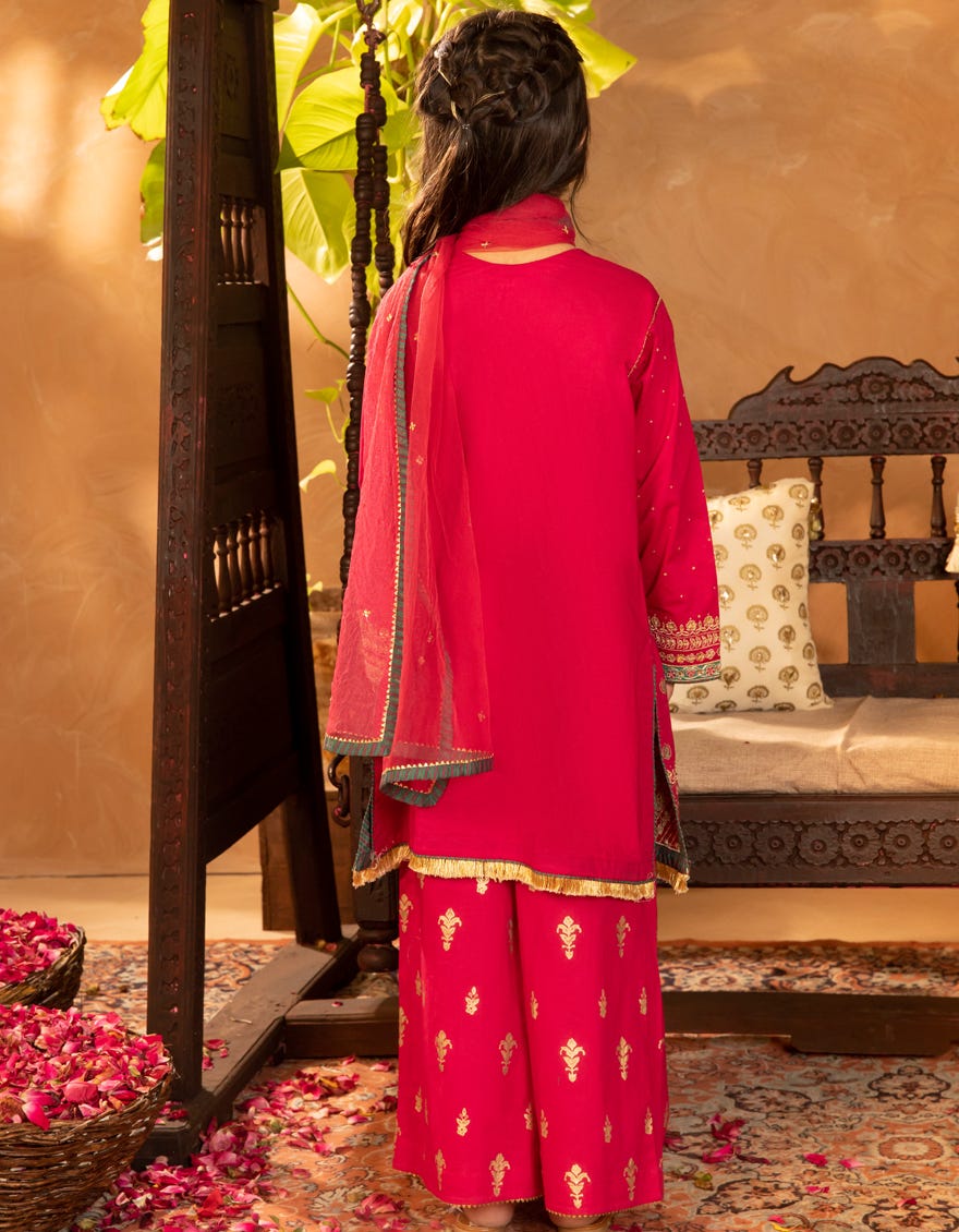 PINK COTTON SILK EMBROIDERED 3PC STITCHED