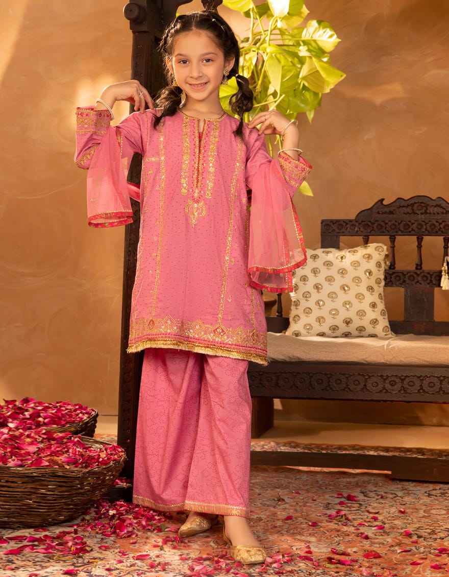 PINK LAWN EMBROIDERED 3PC STITCHED