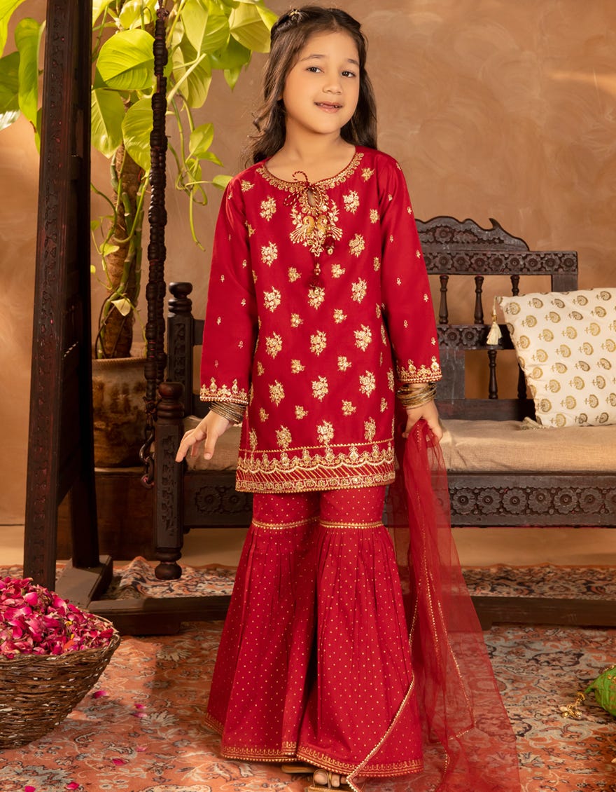 MAROON LAWN EMBROIDERED 3PC STITCHED