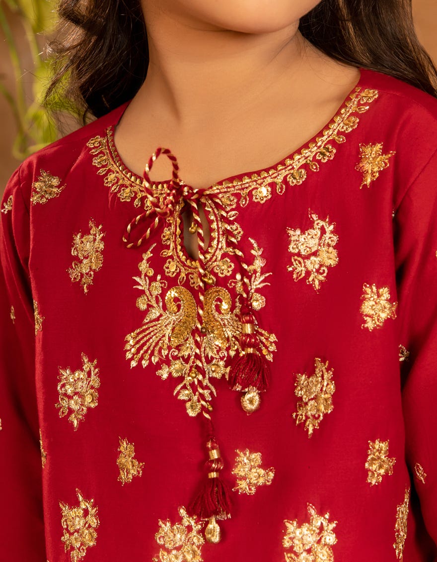 MAROON LAWN EMBROIDERED 3PC STITCHED