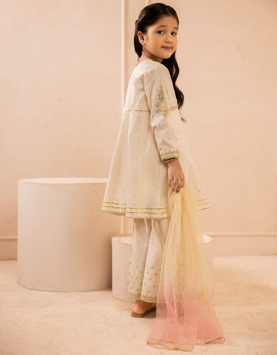 IVORY SILK EMBROIDERED 3PC STITCHED