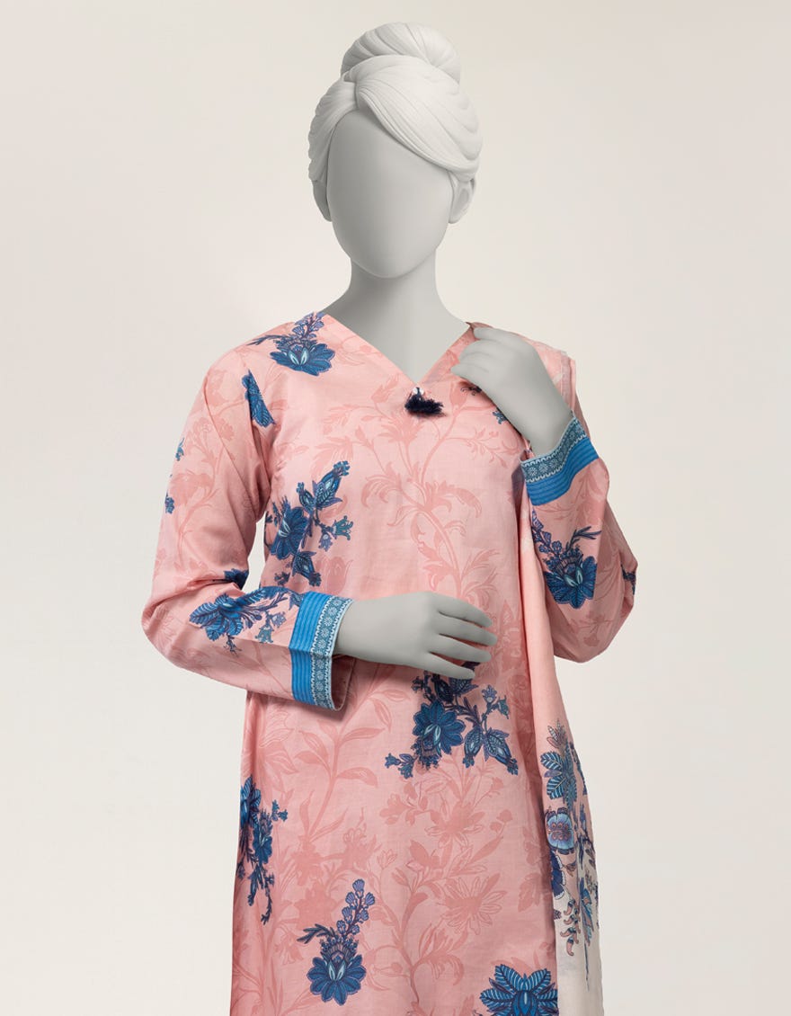 PINK LAWN PRINTED 3PC STITCHED