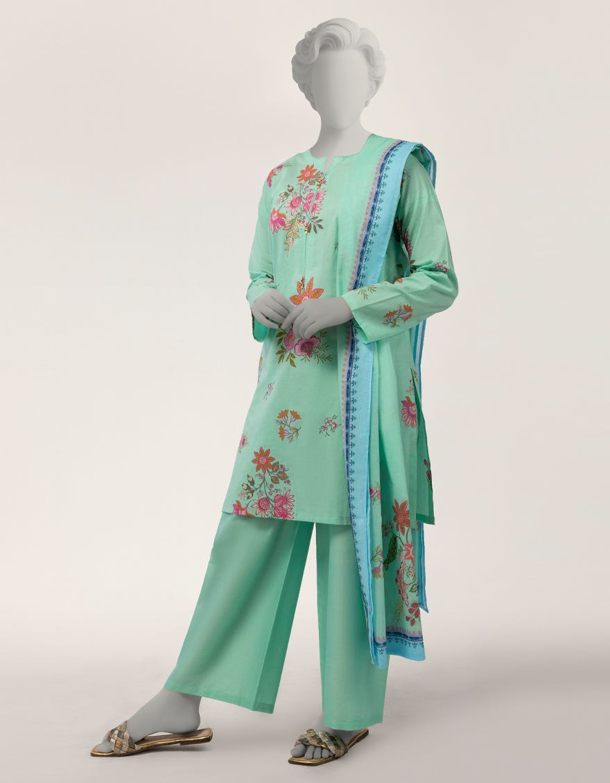 GREEN LAWN PRINTED 3PC STITCHED