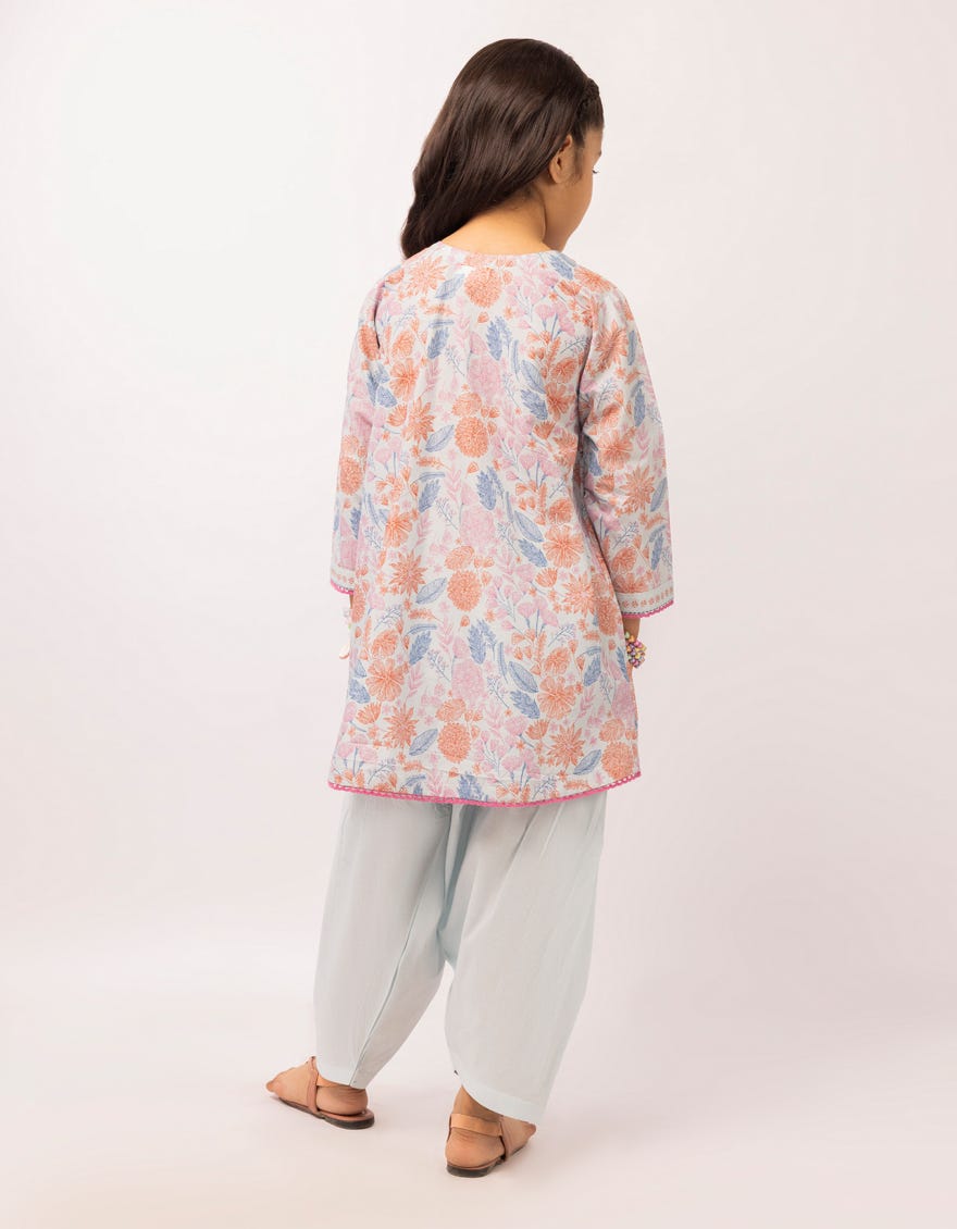 BLUE LAWN PRINTED 3PC STITCHED